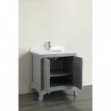 Eviva New York 30" Grey Bathroom Vanity, with White Marble Carrera Counter-top, & Sink