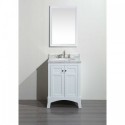 Eviva New York 24" White Bathroom Vanity, with White Marble Carrera Counter-top, & Sink