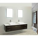 Totti Wave 60 inch Espresso Modern Double Sink Bathroom Vanity With Counter-Top And Double Sinks