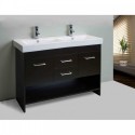 Totti Gloria 48 inch Espresso Double Sink Bathroom Vanity with White Integrated Double Porcelain Sink