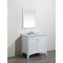 Eviva New York 36" White Bathroom Vanity, with White Marble Carrera Counter-top, & Sink