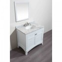 Eviva New York 36" White Bathroom Vanity, with White Marble Carrera Counter-top, & Sink