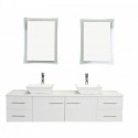 Totti Wave 72 inch White Modern Double Sink Bathroom Vanity With Counter-Top And Double Sinks
