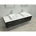 Totti Wave 60 inch Espresso Modern Double Sink Bathroom Vanity With Counter-Top And Double Sinks