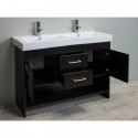 Totti Gloria 48 inch Espresso Double Sink Bathroom Vanity with White Integrated Double Porcelain Sink
