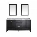 Eviva Aberdeen 72" Transitional Espresso Bathroom Vanity with White Carrera Countertop