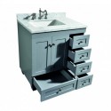 Eviva Acclaim C. 30" Transitional Grey Bathroom Vanity with white carrera marble counter-top