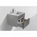 Eviva Ashy 24" Wall Mount Modern Bathroom Vanity Set Ash Gray (Grey) with White Integrated Sink