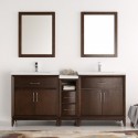 Fresca Cambridge 72" Antique Coffee Double Sink Traditional Bathroom Vanity w/ Mirrors