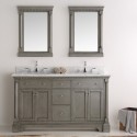 Fresca Kingston 60" Antique Silver Double Sink Traditional Bathroom Vanity w/ Mirrors