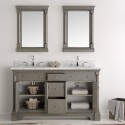 Fresca Kingston 60" Antique Silver Double Sink Traditional Bathroom Vanity w/ Mirrors