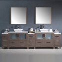 Fresca Torino 108" Gray Oak Modern Double Sink Bathroom Vanity w/ 3 Side Cabinets & Vessel Sinks