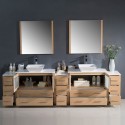 Fresca Torino 108" Light Oak Modern Double Sink Bathroom Vanity w/ 3 Side Cabinets & Vessel Sinks
