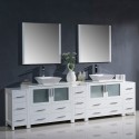Fresca Torino 108" White Modern Double Sink Bathroom Vanity w/ 3 Side Cabinets & Vessel Sinks