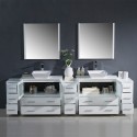 Fresca Torino 108" White Modern Double Sink Bathroom Vanity w/ 3 Side Cabinets & Vessel Sinks