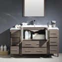 Fresca Torino 54" Gray Oak Modern Bathroom Vanity w/ 2 Side Cabinets & Integrated Sink