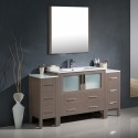 Fresca Torino 60" Gray Oak Modern Bathroom Vanity w/ 2 Side Cabinets & Integrated Sink