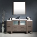 Fresca Torino 60" Gray Oak Modern Bathroom Vanity w/ 2 Side Cabinets & Integrated Sink