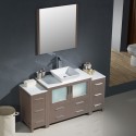 Fresca Torino 60" Gray Oak Modern Bathroom Vanity w/ 2 Side Cabinets & Vessel Sink