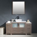 Fresca Torino 60" Gray Oak Modern Bathroom Vanity w/ 2 Side Cabinets & Vessel Sink