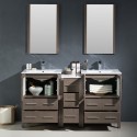 Fresca Torino 60" Gray Oak Modern Double Sink Bathroom Vanity w/ Side Cabinet & Integrated Sinks