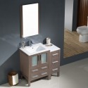 Fresca Torino 36" Gray Oak Modern Bathroom Vanity w/ Side Cabinet & Integrated Sinks