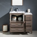 Fresca Torino 36" Gray Oak Modern Bathroom Vanity w/ Side Cabinet & Integrated Sinks