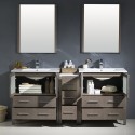 Fresca Torino 72" Gray Oak Modern Double Sink Bathroom Vanity w/ Side Cabinet & Integrated Sinks