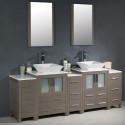 Fresca Torino 84" Gray Oak Modern Double Sink Bathroom Vanity w/ 3 Side Cabinets & Vessel Sinks