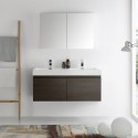 Fresca Mezzo 48" Gray Oak Wall Hung Double Sink Modern Bathroom Vanity w/ Medicine Cabinet