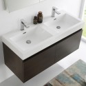 Fresca Mezzo 48" Gray Oak Wall Hung Double Sink Modern Bathroom Vanity w/ Medicine Cabinet