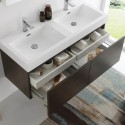 Fresca Mezzo 48" Gray Oak Wall Hung Double Sink Modern Bathroom Vanity w/ Medicine Cabinet