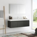 Fresca Mezzo 60" Black Wall Hung Single Sink Modern Bathroom Vanity w/ Medicine Cabinet