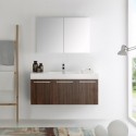 Fresca Vista 48" Walnut Wall Hung Modern Bathroom Vanity w/ Medicine Cabinet