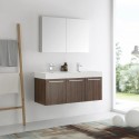 Fresca Vista 48" Walnut Wall Hung Double Sink Modern Bathroom Vanity w/ Medicine Cabinet