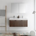 Fresca Vista 48" Walnut Wall Hung Double Sink Modern Bathroom Vanity w/ Medicine Cabinet