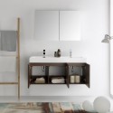 Fresca Vista 48" Walnut Wall Hung Double Sink Modern Bathroom Vanity w/ Medicine Cabinet