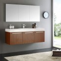 Fresca Vista 60" Teak Wall Hung Single Sink Modern Bathroom Vanity w/ Medicine Cabinet