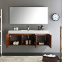 Fresca Vista 60" Teak Wall Hung Single Sink Modern Bathroom Vanity w/ Medicine Cabinet