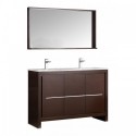 Fresca Allier 48" Wenge Brown Modern Double Sink Bathroom Vanity w/ Mirror