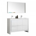 Fresca Allier 48" White Modern Double Sink Bathroom Vanity w/ Mirror