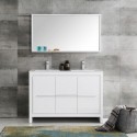 Fresca Allier 48" White Modern Double Sink Bathroom Vanity w/ Mirror