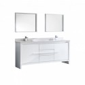 Fresca Allier 72" White Modern Double Sink Bathroom Vanity w/ Mirror