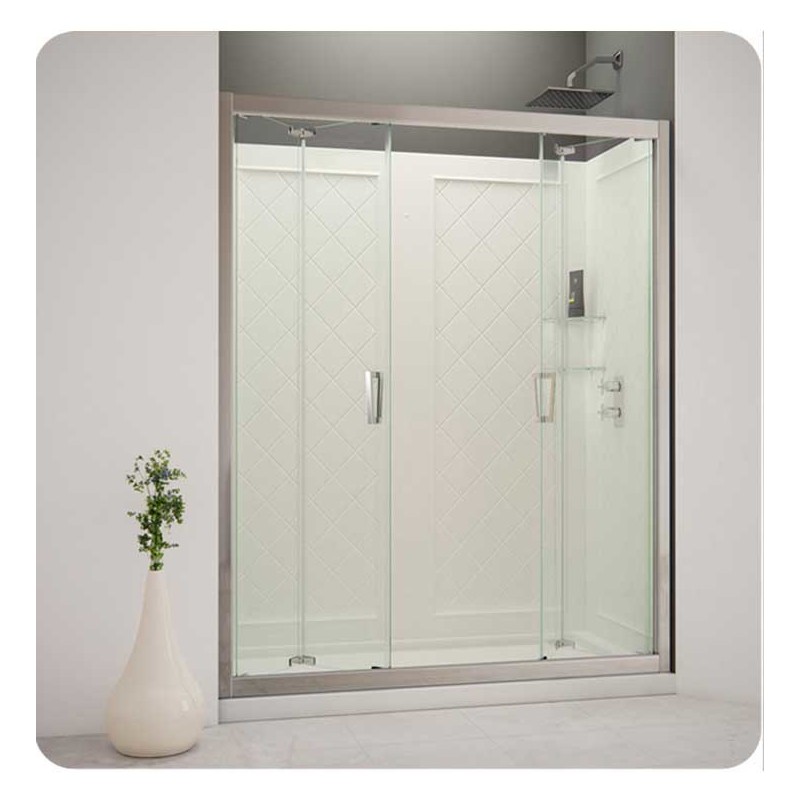 DreamLine Butterfly-DL-61 Butterfly Complete Shower Door Kit with Shower Base and Backwalls