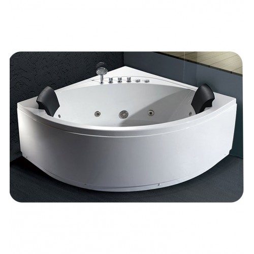 Eago AM200 5 foot Rounded Modern Double Seat Corner Whirlpool Bath Tub with Fixtures