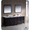 Fresca FVN20-361236ES Oxford 84" Traditional Double Sink Bathroom Vanity with Side Cabinet in Espresso