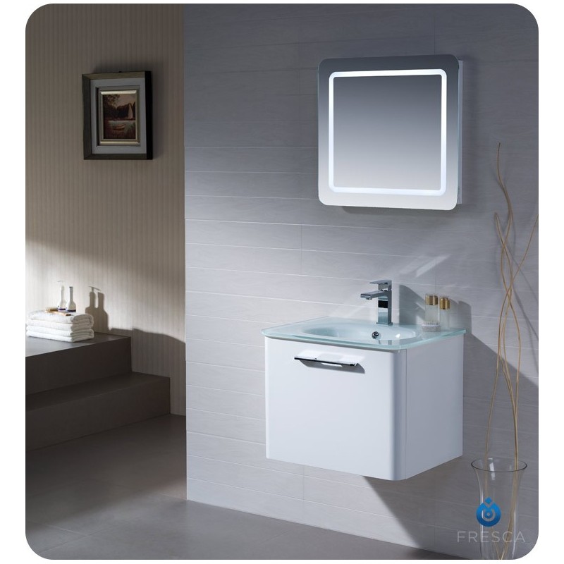 Fresca FVN1724WH Brillante Wall Mount Modern Bathroom Vanity in White