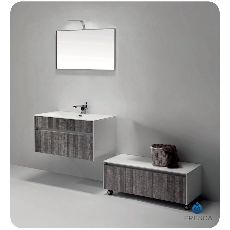 Fresca FVN8509HA Siena 35" Modern Bathroom Vanity with Mirror and Faucet in High Gloss Ash Gray
