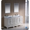 Fresca FVN20-241224AW Oxford 60" Traditional Double Sink Bathroom Vanity with Side Cabinet in Antique White