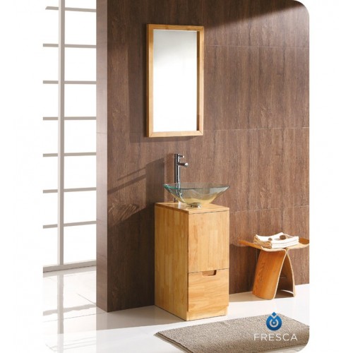 Fresca FVN6117NW Brilliante Modern Bathroom Vanity Set with Mirror in Natural Wood